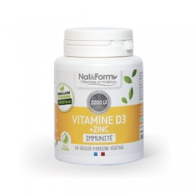 Vitamine D3 + zinc 60 gélules Nat et Form
