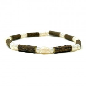 Bracelet simple en Noisetier et Perles de Culture 18cm Pur Noisetier