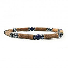 Bracelet simple en Noisetier et Lapis-Lazuli 15cm Pur Noisetier