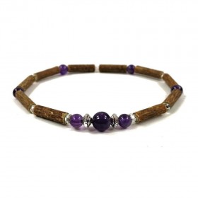 Bracelet simple en Noisetier et Améthyste 18cm Pur Noisetier 18cm Pur Noisetier