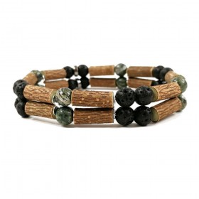 Bracelet double diffuseur noisetier et jaspe zébré 20cm Pur Noisetier