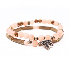 Collection émotions duo de bracelets en noisetier et pierre de soleil 18cm Pur Noisetier