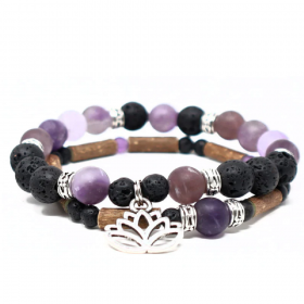 Collection émotions duo de bracelets noisetier et améthyste 18cm Pur Noisetier