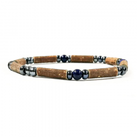 Bracelet simple en noisetier et lapis-lazuli 15cm Pur Noisetier