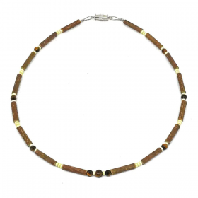 Collier 2-4 ans en noisetier et oeil de tigre 33cm Pur Noisetier