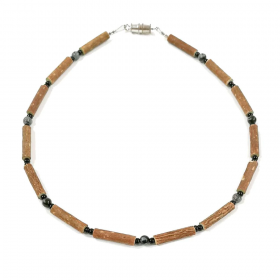 Collier 2-4 ans en noisetier et obsidienne flocon 33cm Pur Noisetier