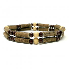 Bracelet double en noisetier naturel et brun 23cm Pur Noisetier