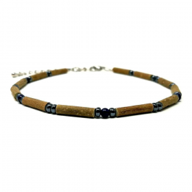 Bracelet de cheville en noisetier et lapis-lazuli 24cm Pur Noisetier