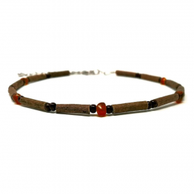 Bracelet de cheville en noisetier et ambre de la Baltique 24cm Pur Noisetier