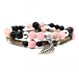 Collection émotions duo de bracelets en noisetier et rhodochrosite 20cm Pur Noisetier