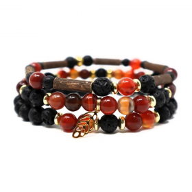 Collection émotions trio de bracelets en noisetier et agate de feu 20cm Pur Noisetier