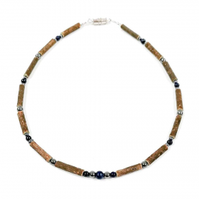 Collier 0-2 ans en noisetier lapis-lazuli et hématite 28cm Pur Noisetier