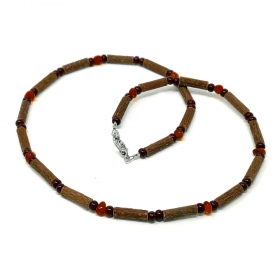 Collier pour adulte en noisetier et ambre de la baltique 51cm Pur Noisetier
