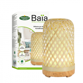 Diffuseur ultrasons baïa rotin base bois clair NatureSun aroms