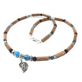 Collier pour adulte en noisetier a long bec et apatite 41 cm Pur Noisetier