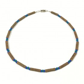 Collier 0-2 ans en noisetier a long bec vert et bleu 28cm Pur Noisetier