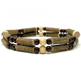 Bracelet double en noisetier a long bec naturel et brun 18cm Pur Noisetier