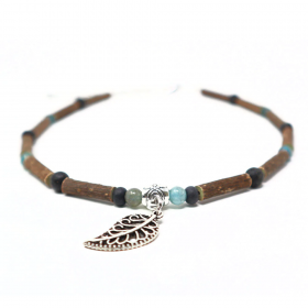 Bracelet de cheville en noisetier a long bec et apatite 24cm Pur Noisetier