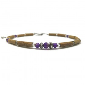 Bracelet de cheville en noisetier a long bec amethyste 24cm Pur Noisetier