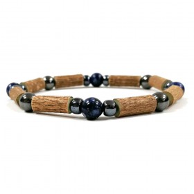 Bracelet simple en noisetier sodalite et hematite 18cm Pur Noisetier