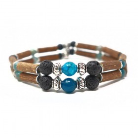 Bracelet double en noisetier a long bec et apatite 18cm Pur Noisetier