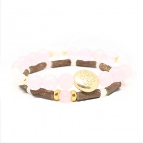 Collection emotions duo de bracelets en noisetier a long bec quartz rose et blanc 20cm Pur Noisetier