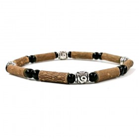 Bracelet simple en noisetier a long bec style medieval argent et noir 23cm Pur Noisetier