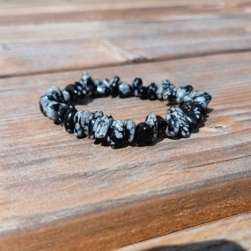 Collection chips bracelet de pierre d'obsidienne flocon 18cm Pur Noisetier