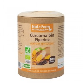 Curcuma et pipèrine 60 gélules gamme écoresponsable Nat et Form