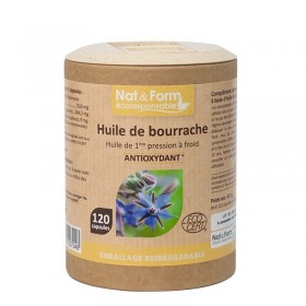Huile de bourrache 120 capsules gamme écoresponsable Nat et Form BIO